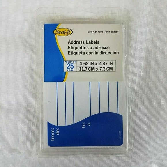 Address Label Stickers Self Stick blue Seal It Brand Pack Of 25 - Picture 1 of 4